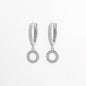 925 Sterling Silver Inlaid Zircon Hoop Dangle Earrings