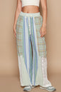 POL Drawstring Plaid Print Lace Straight Pants