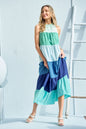 Hailey & Co Color Block Sleeveless Tiered Maxi Dress