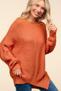 Haptics Full Size Side Slit Texture Asymmetric Sweater