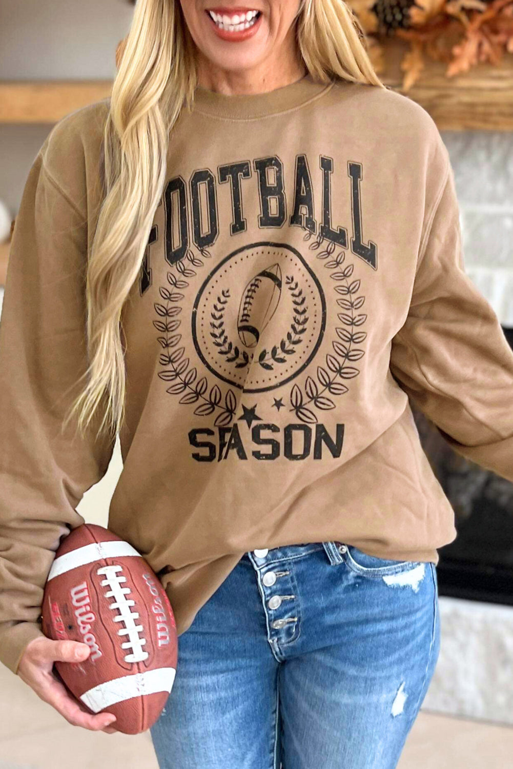 Khaki Game Day Rugby FOOTBALL SEASON Graphic Sweatshirt