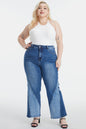 BAYEAS Full Size High Waist Two-Tones Patched Wide Leg Jeans