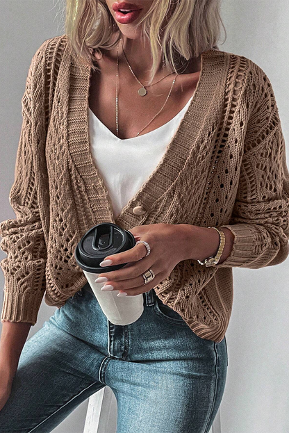 Real Teal Hollow Knit Drop Shoulder Cardigan