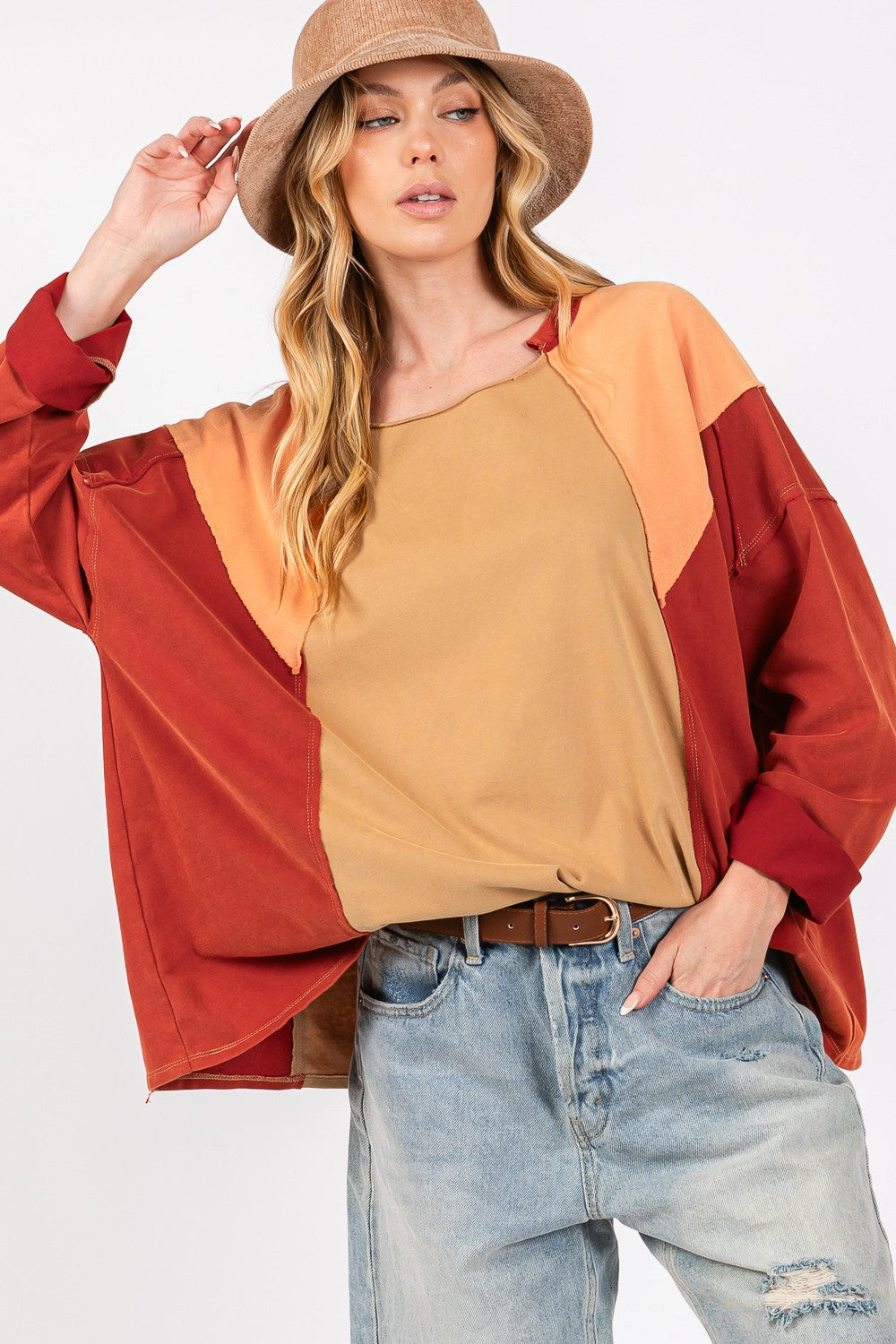 SAGE + FIG Mineral Wash Color Block Top