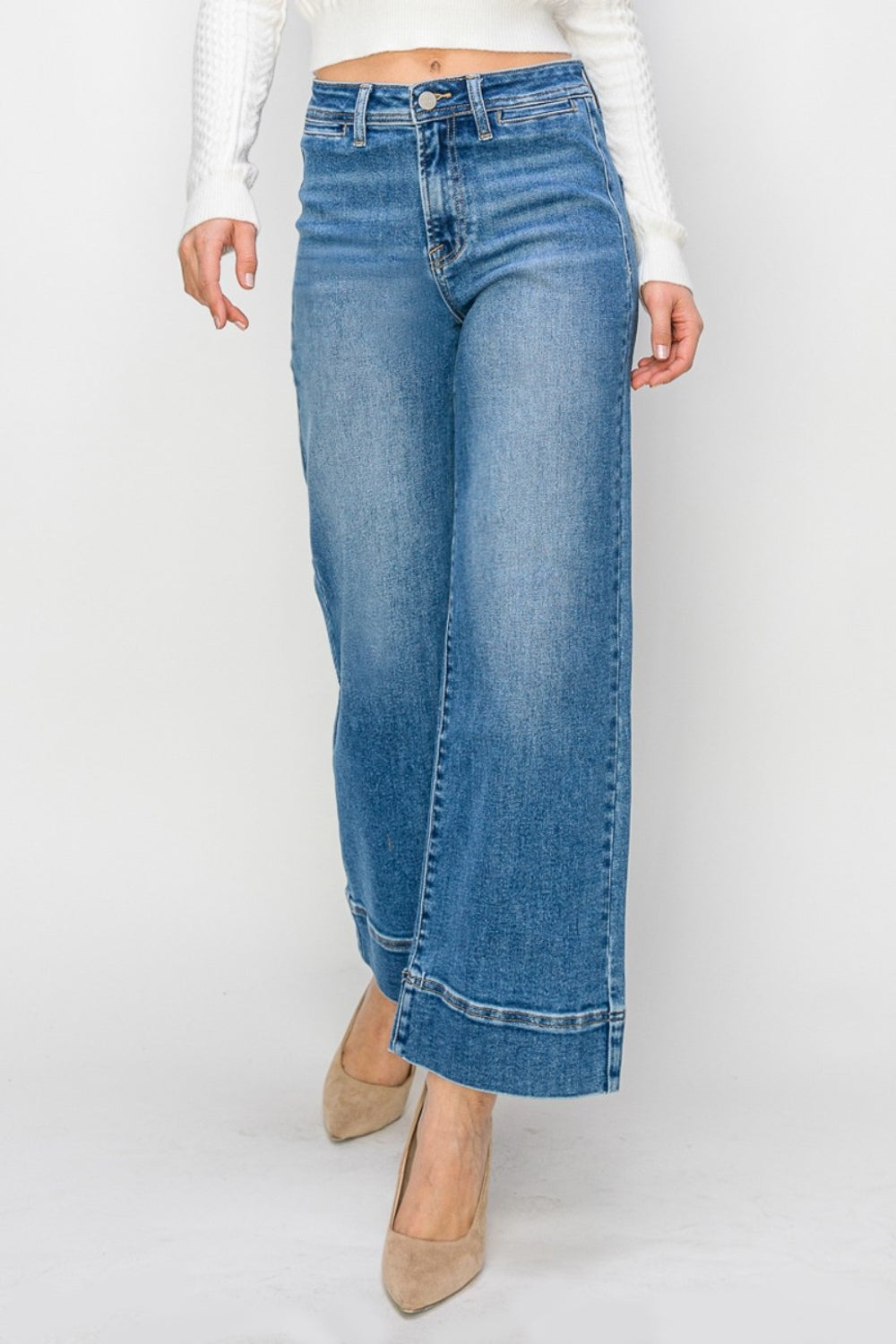 Risen Full Size High Rise Wide Leg Jeans