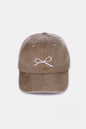 Zenana Bow Embroidered Washed Cotton Caps