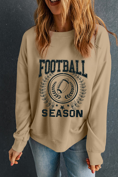 Khaki Game Day Rugby FOOTBALL SEASON Graphic Sweatshirt