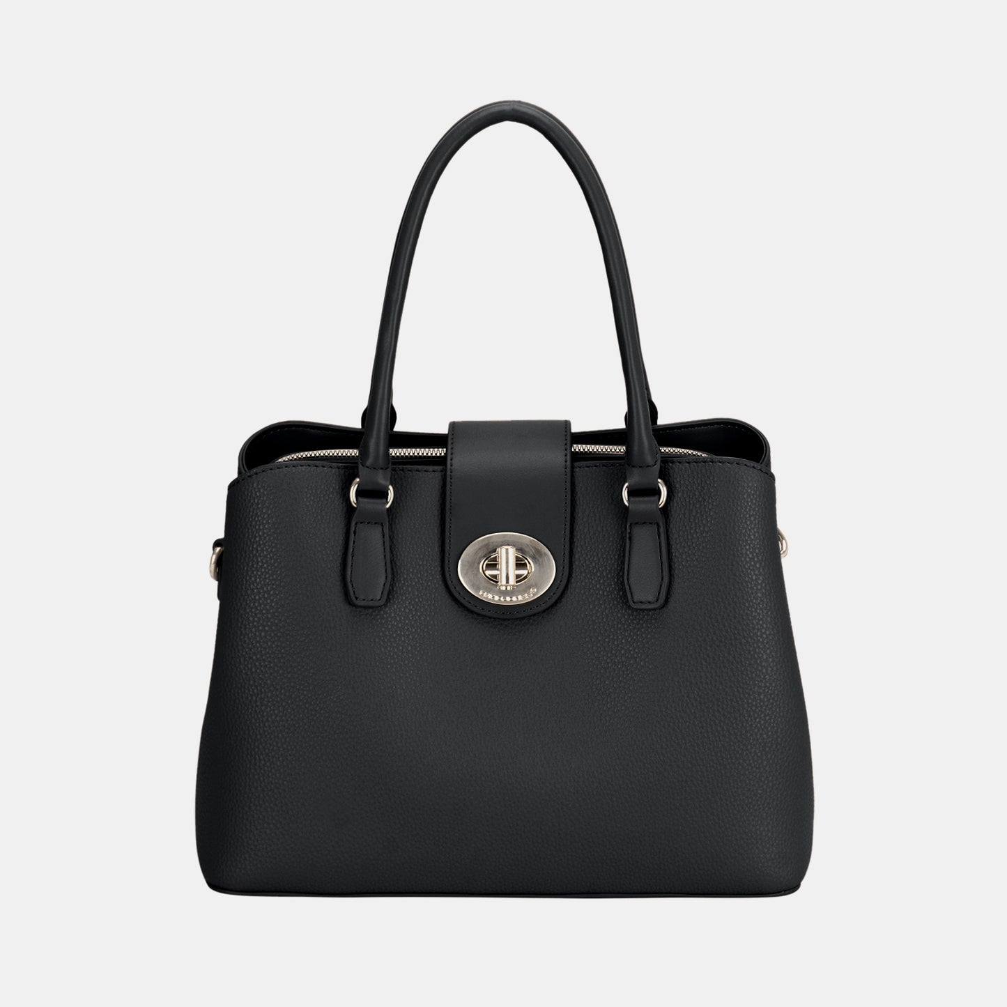 David Jones PU Leather Twist-Lock Tote Bag