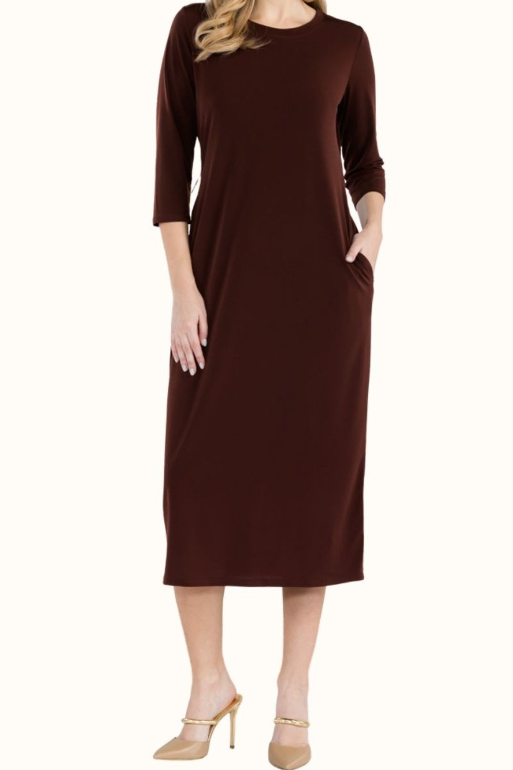 Celeste Full Size Round Neck Midi Dress