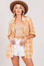 SAGE + FIG Plaid Button Up Side Slit Shirt