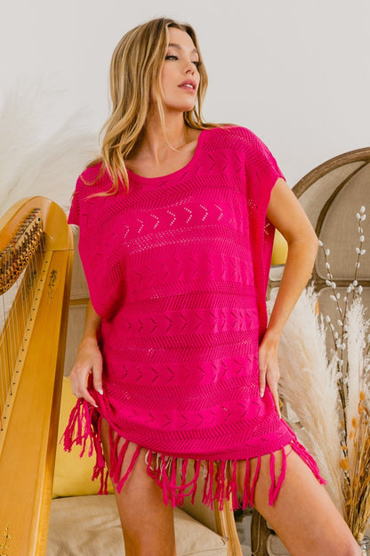 BiBi Fringed Hem Knit Top