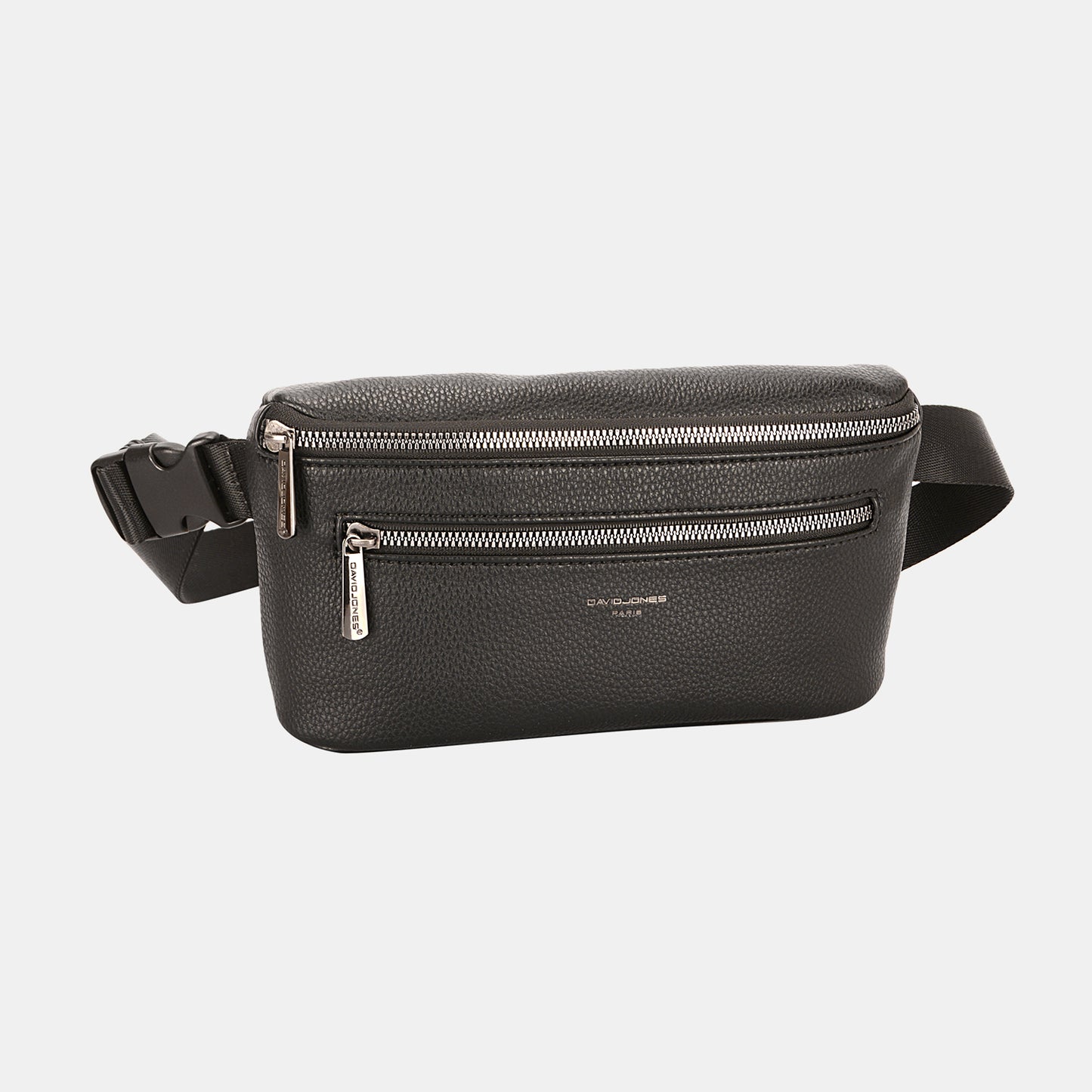 David Jones PU Leather Double Zipper Adjustable Belt Bag