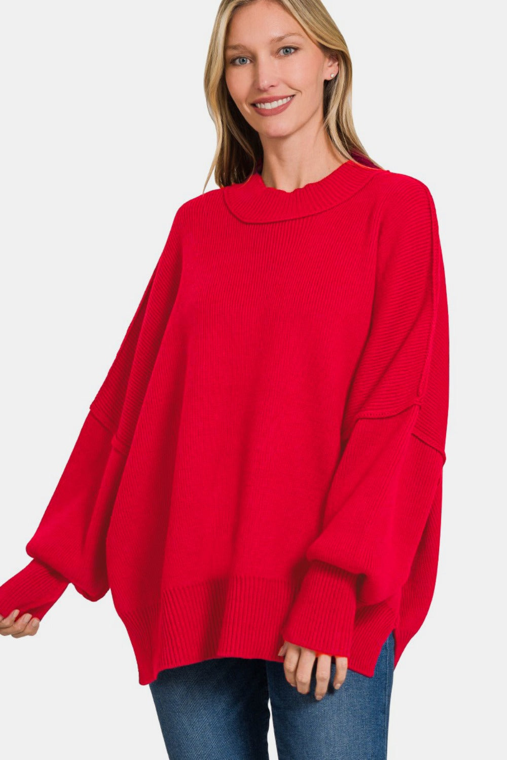 Zenana Side Sit Oversize Sweater