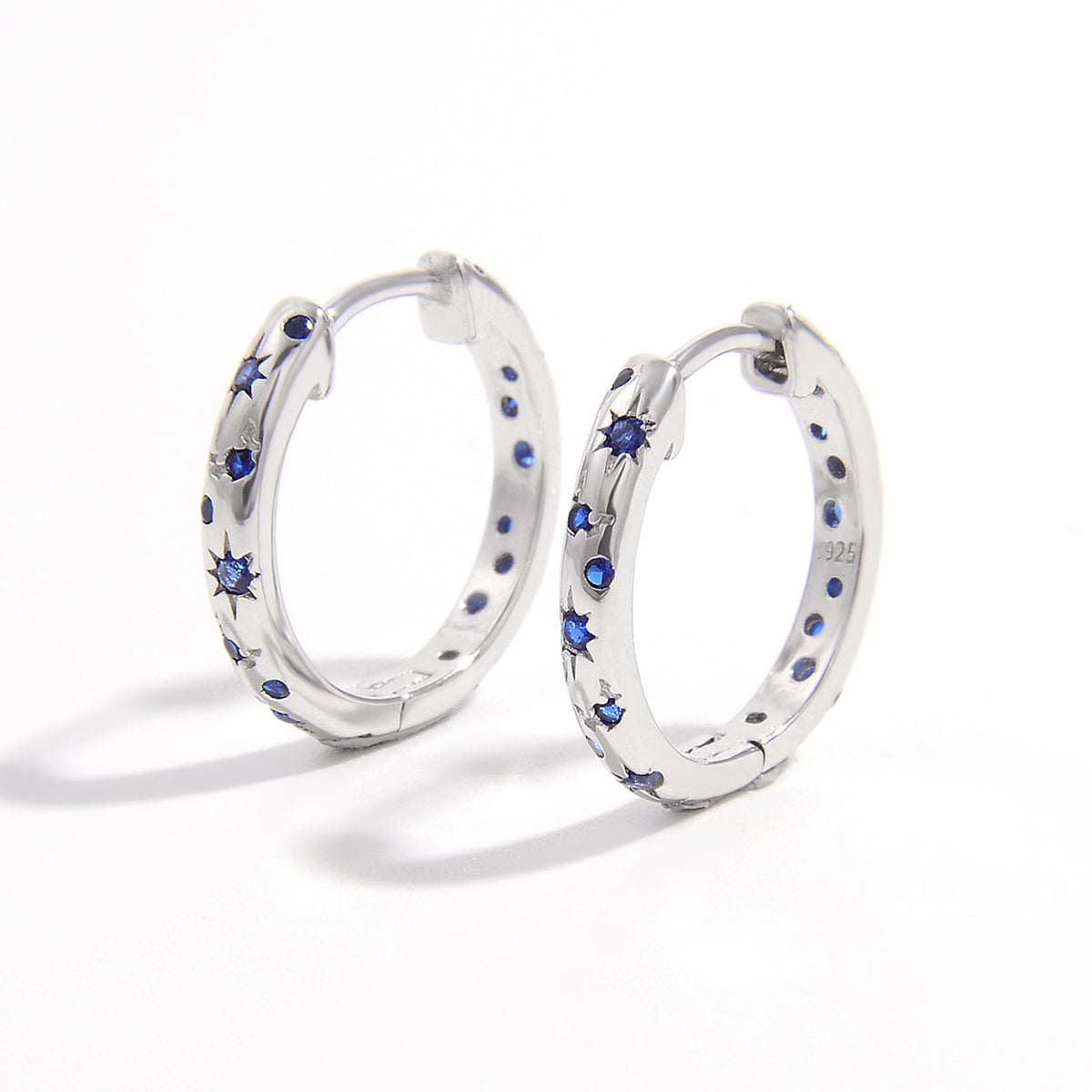 925 Sterling Silver Inlaid Zircon Huggie Earrings