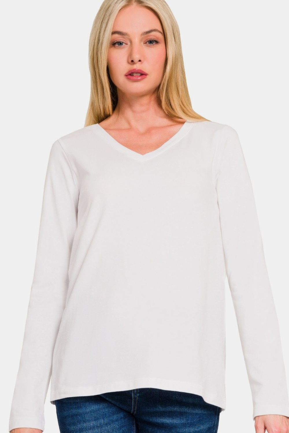 Zenana Full Size V-Neck Long Sleeve T-Shirt