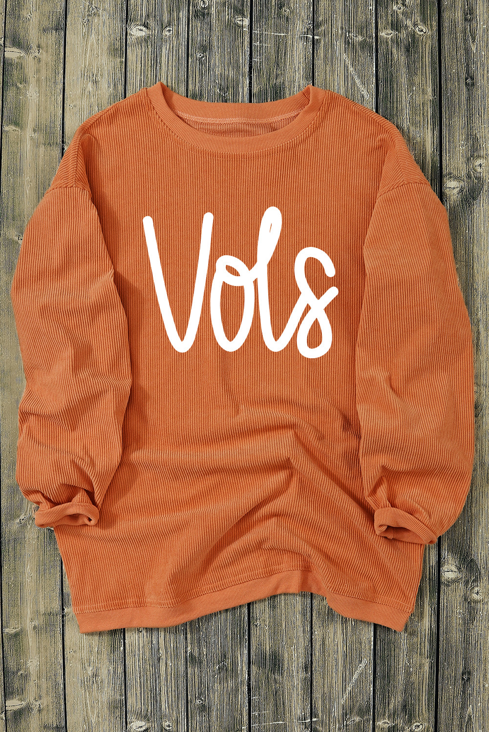 Orange Vols Letter Graphic Crinkle Ribbed Oversized Sweatshirt