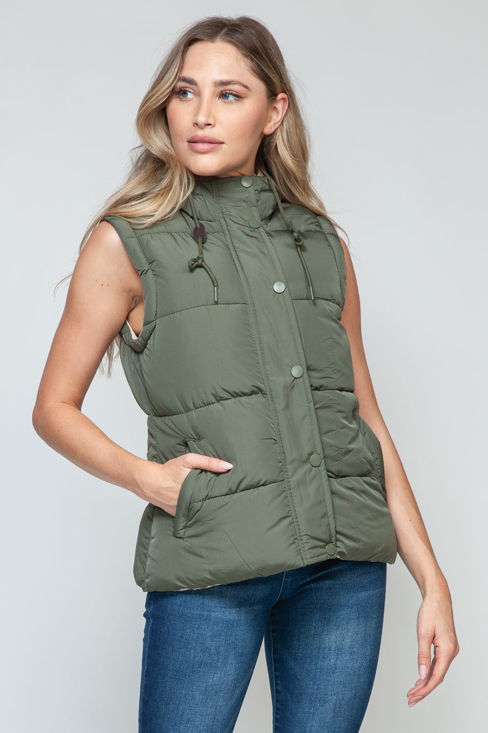 Snobbish Snap and Zip Closure Hooded Vest