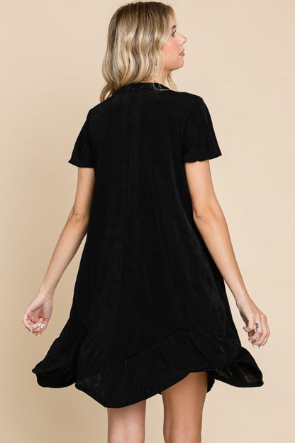 Culture Code Full Size Notched Short Sleeve Dress