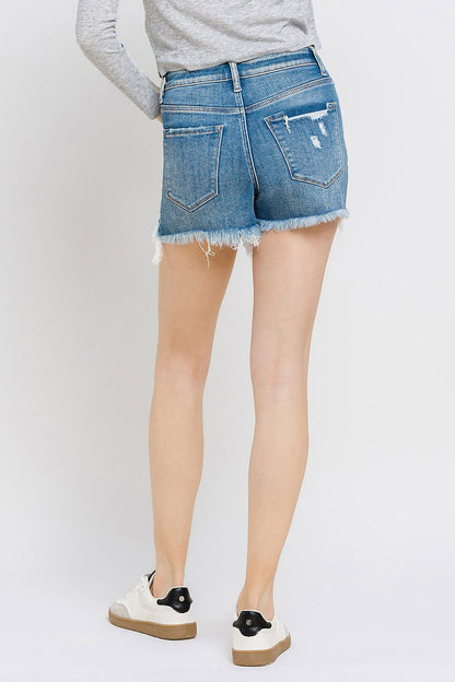 Vervet by Flying Monkey Distressed Raw Hem Denim Shorts